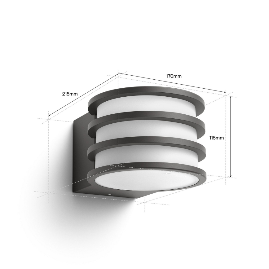 Philips - LED RGB dimbare buitenmuurlamp Hue LUCCA 1xE27/8,1W/2300-20000K IP44