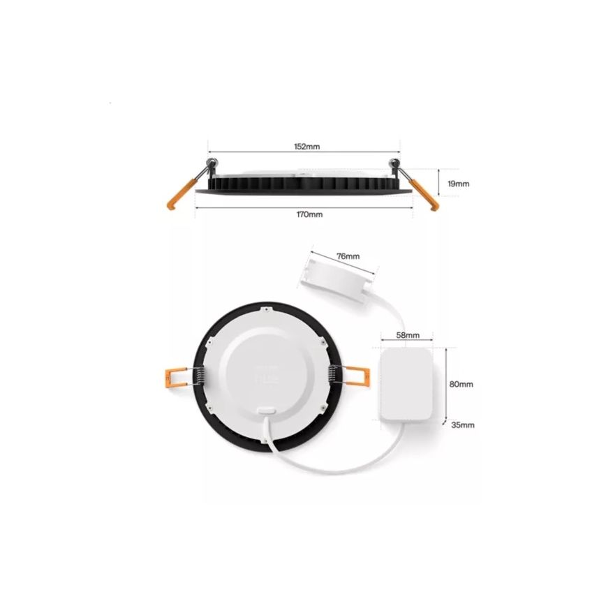 Philips - LED RGBW Dimbare badkamer-inbouwspot Hue SLIM LED/12W/230V 1000-20000K zwart IP44