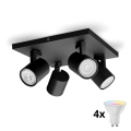 Philips - LED RGBW dimbaar spotarmatuur RUNNER 4xGU10/6,5W/230V 2700-6500K zwart