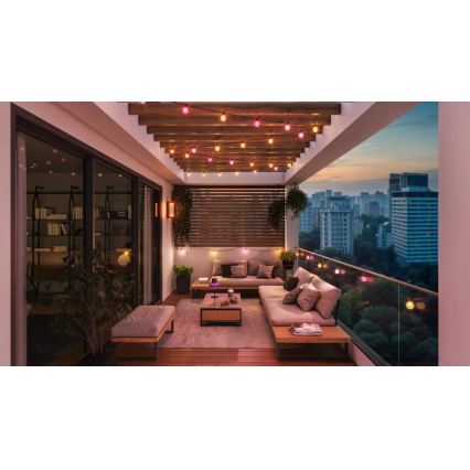 Philips - LED RGBW Verlengbaar dimbaar buitenlichtsnoer Hue FESTAVIA 20xLED 14m IP65