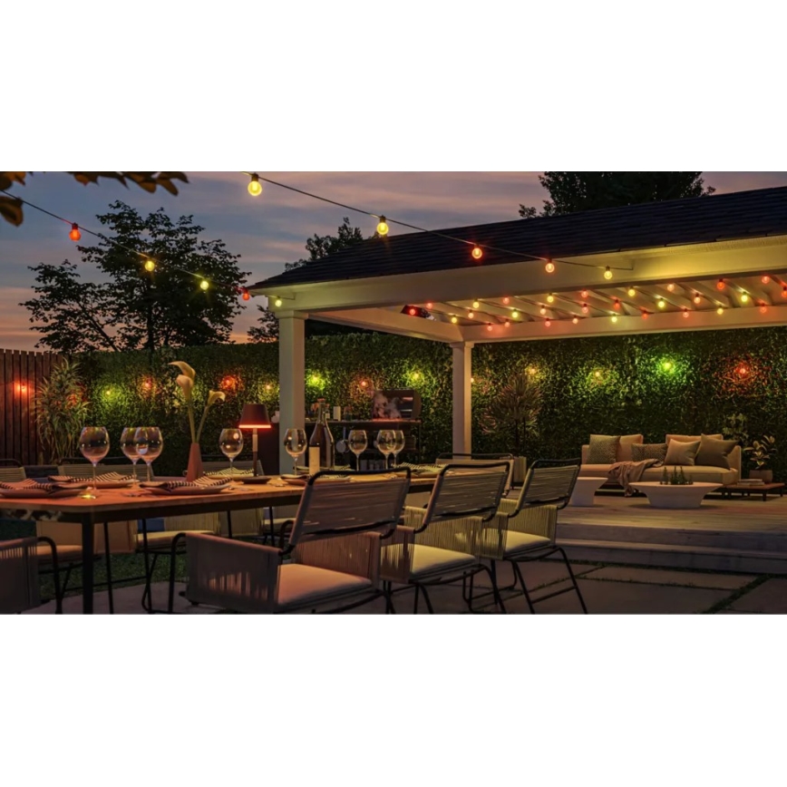 Philips - LED RGBW Verlengbaar dimbaar buitenlichtsnoer Hue FESTAVIA 20xLED 14m IP65