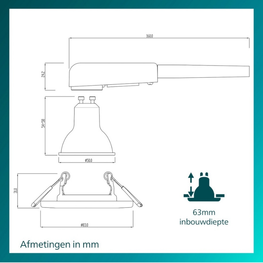 Philips - LED RGBW dimbare inbouwspot PERIDOT 1xGU10/6,5W/230V 2700-6500K zilver