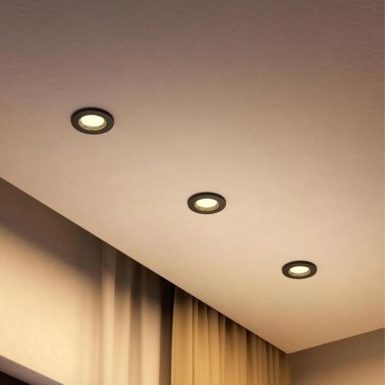 Philips - LED RGBW dimbare inbouwspot PERIDOT 1xGU10/6W/230V zwart + afstandsbediening
