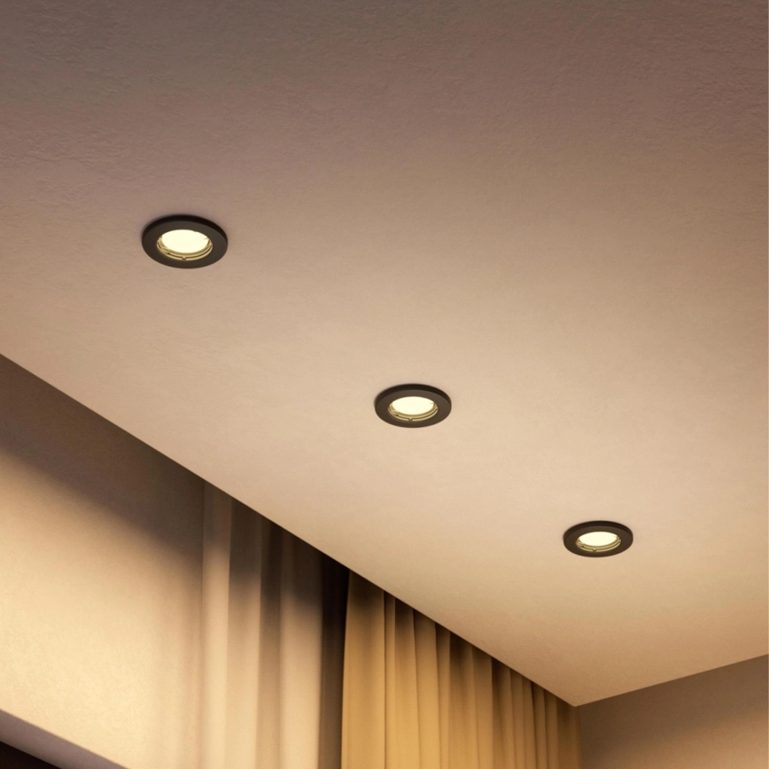 Philips - LED RGBW dimbare inbouwspot PERIDOT 1xGU10/6W/230V zwart + afstandsbediening