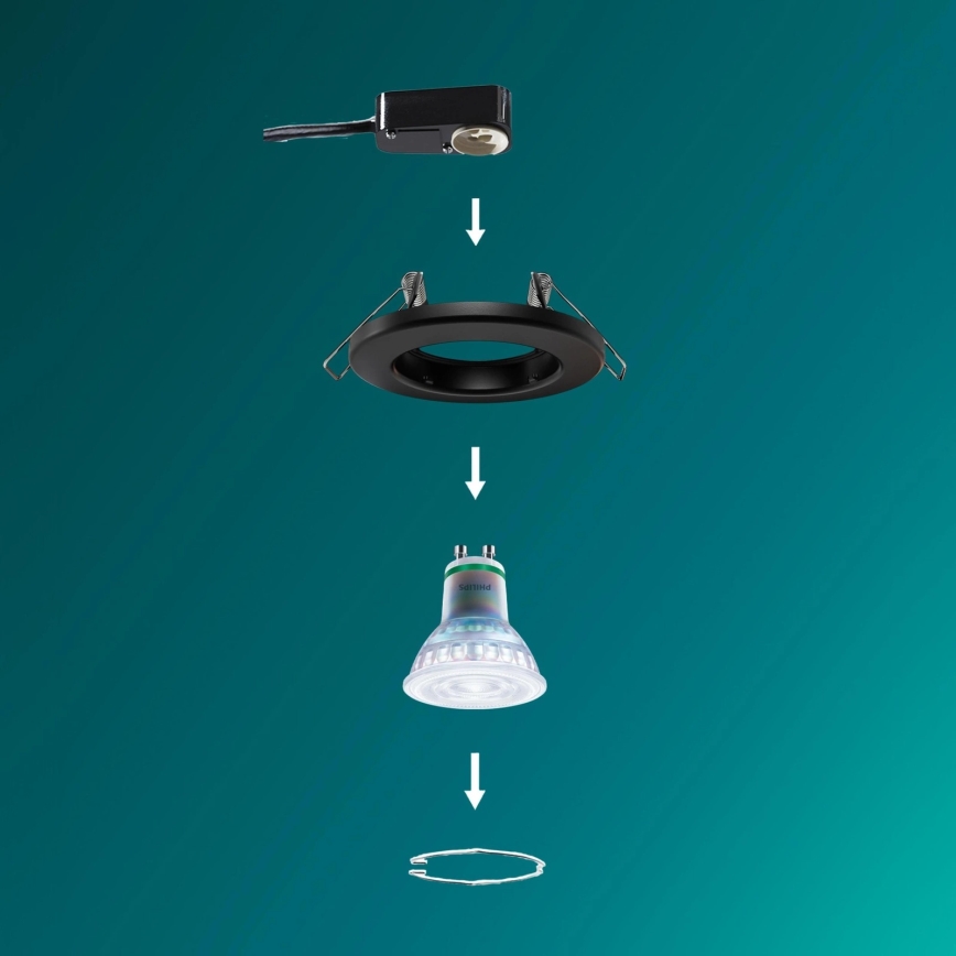 Philips - LED RGBW dimbare inbouwspot PERIDOT 1xGU10/6W/230V zwart + afstandsbediening