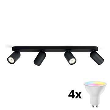 Philips - LED RGBW dimbare plafondspot PONGEE 4xGU10/4,9W/230V 2700-6500K zwart
