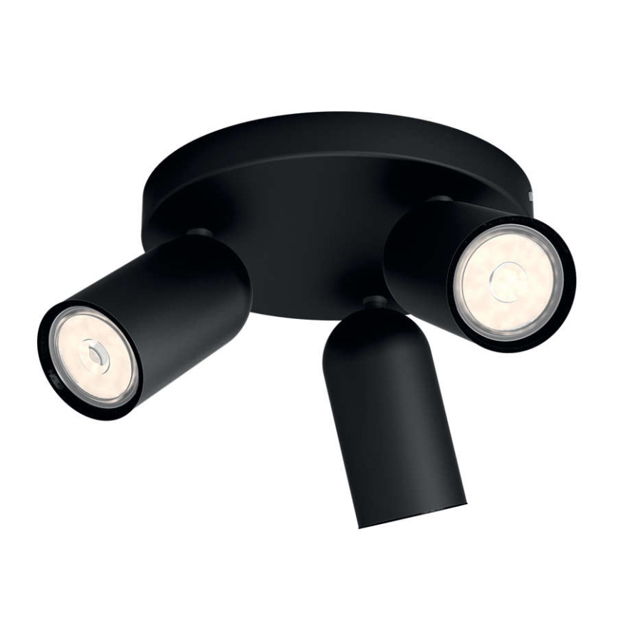 Philips - LED RGBW dimbare spot PONGEE 3xGU10/4,8W/230V 3000K zwart + afstandsbediening