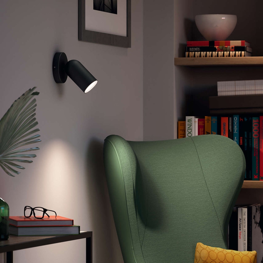 Philips - Dimbare LED RGBW-spot PONGEE 1xGU10/4,8W/230V 3000K zwart + afstandsbediening