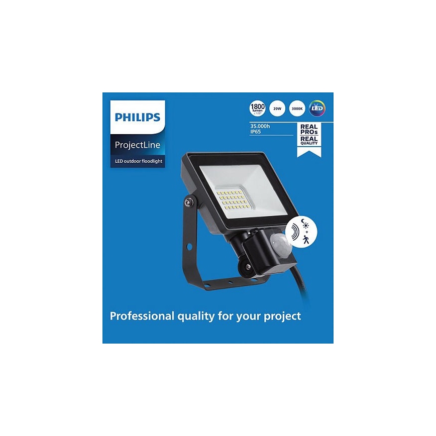 Philips - LED Schijnwerper voor Buiten met Sensor PROJECTLINE LED/20W/230V IP65 3000K