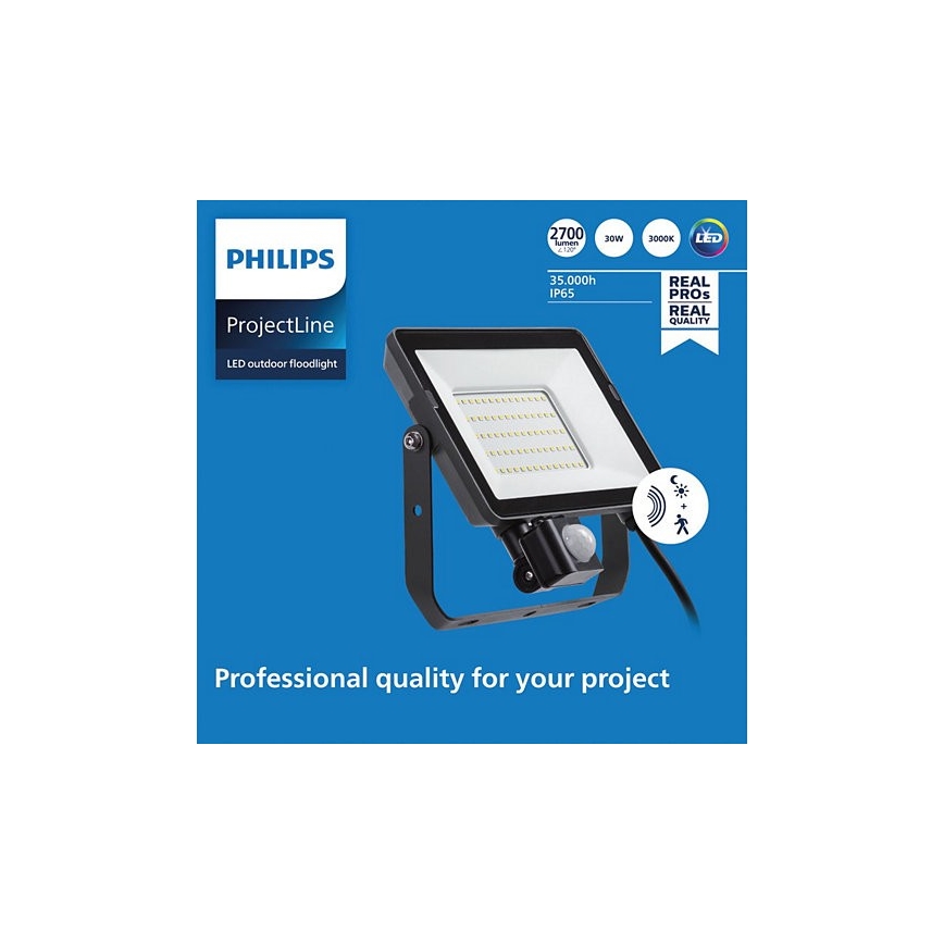 Philips - LED Schijnwerper voor Buiten met Sensor PROJECTLINE LED/30W/230V IP65 3000K