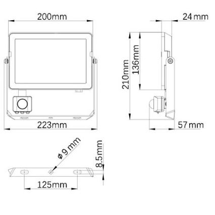 Philips - LED Schijnwerper voor Buiten met Sensor PROJECTLINE LED/50W/230V IP65 3000K