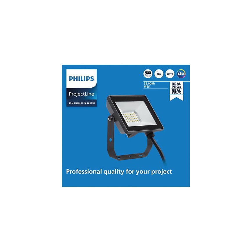 langs Split Diplomaat Philips - LED Schijnwerper voor Buiten PROJECTLINE LED/10W/230V IP65 3000K  | Lumimania