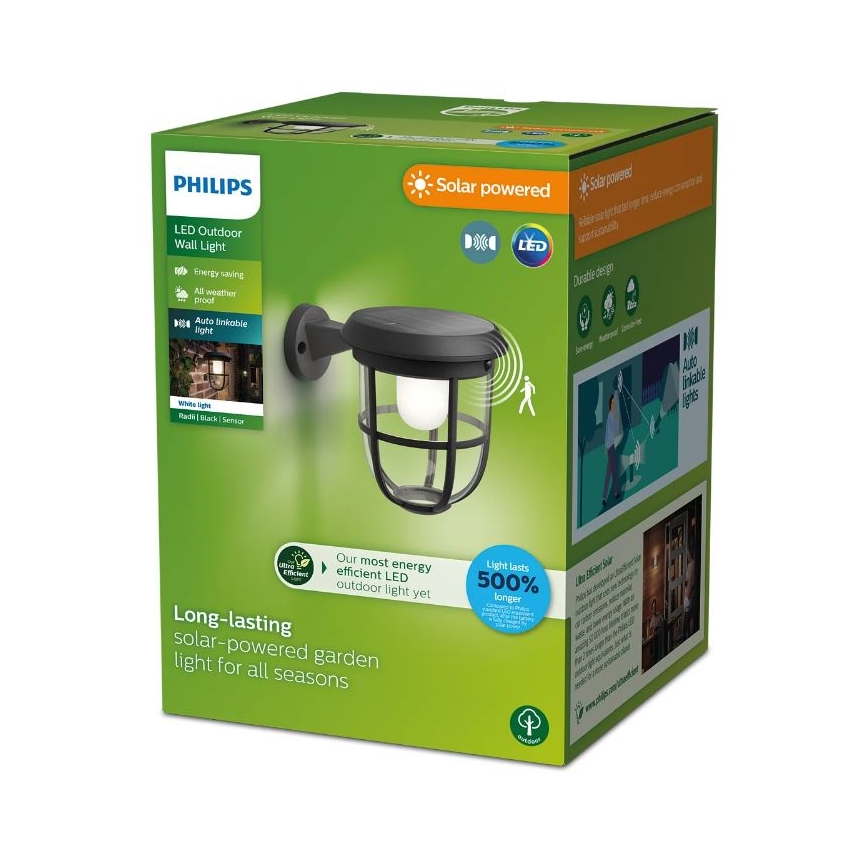 Philips - LED Solar wandlamp met sensor RADII LED/1,3W/3,7V 3000K IP44