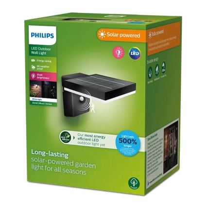 Philips - LED Solar wandlamp met sensor ZONAL LED/1,3W/3,7V IP44