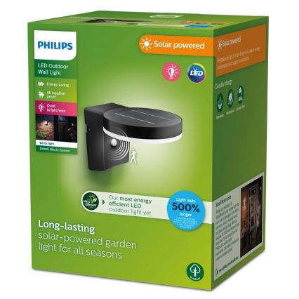 Philips - LED Solar wandlamp met sensor ZONAL LED/1,3W/3,7V 2500 mAh IP44