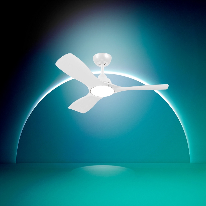 Philips - Ventilateur de plafond LED dimmable OLAS LED/24W/230V Ø 106 cm blanc + télécommande