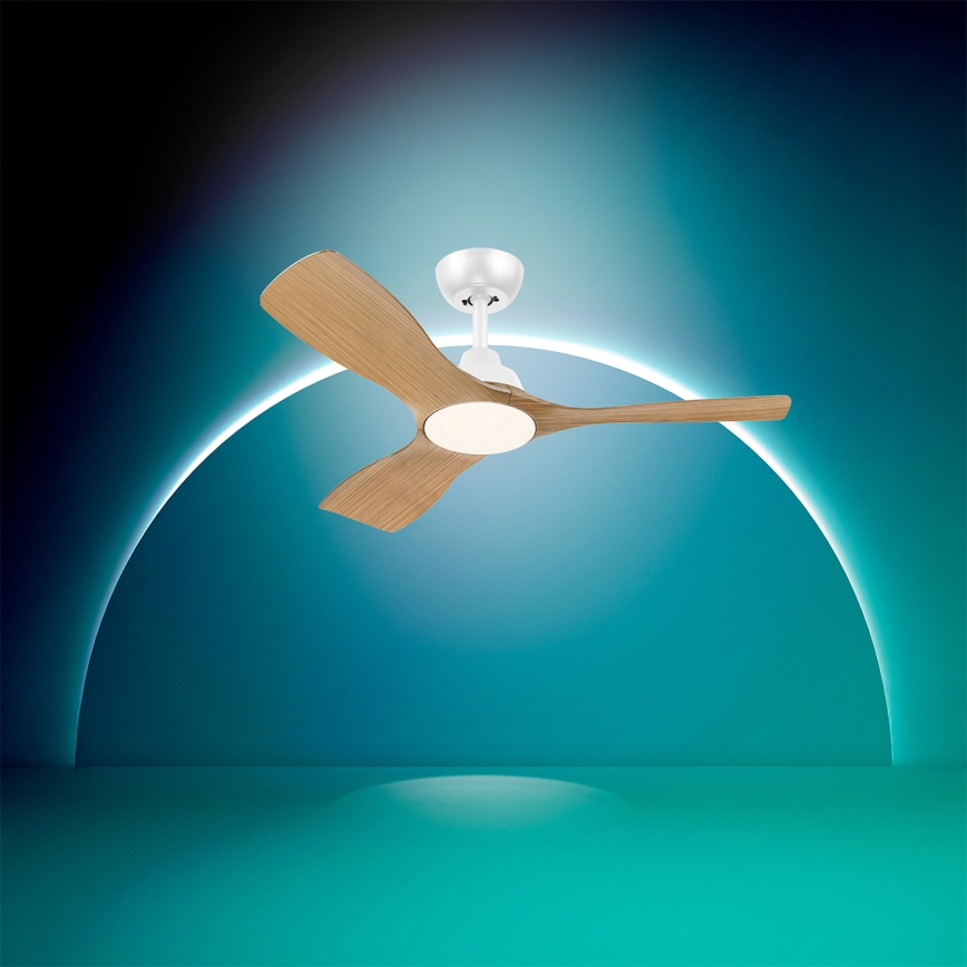 Philips - Ventilateur de plafond LED dimmable OLAS LED/24W/230V Ø 106 cm blanc/marron + télécommande