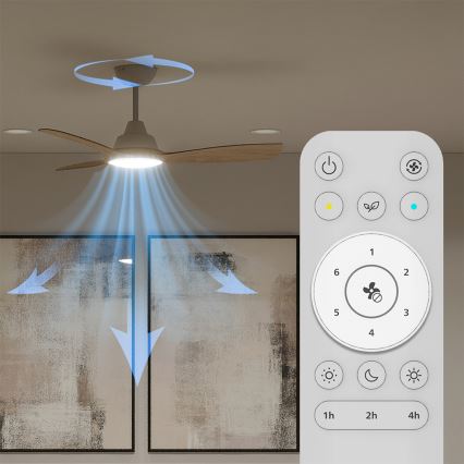 Philips - Ventilateur de plafond LED dimmable OLAS LED/24W/230V Ø 106 cm blanc/marron + télécommande