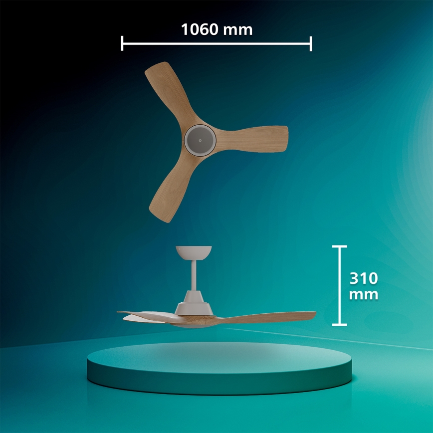 Philips - Ventilateur de plafond LED dimmable OLAS LED/24W/230V Ø 106 cm blanc/marron + télécommande