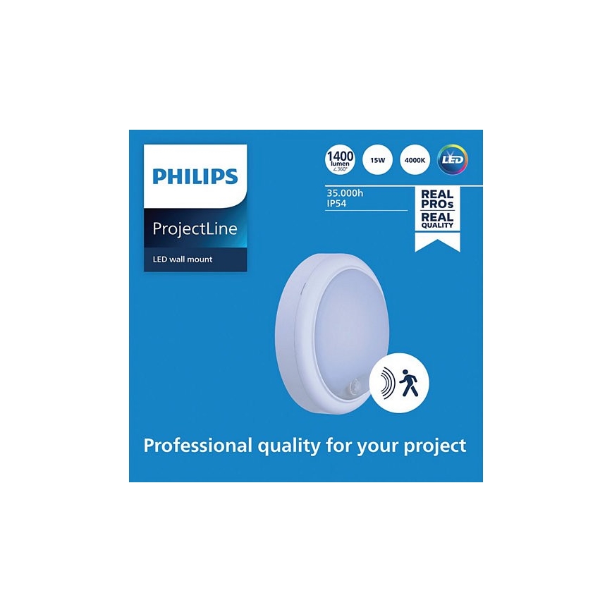 Philips - LED Wandlamp met sensor PROJECTLINE LED/15W/230V IP54