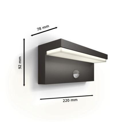 Philips - LED Wandlamp voor buiten met sensor BUSTAN LED/3,8W/230V 2700K IP44