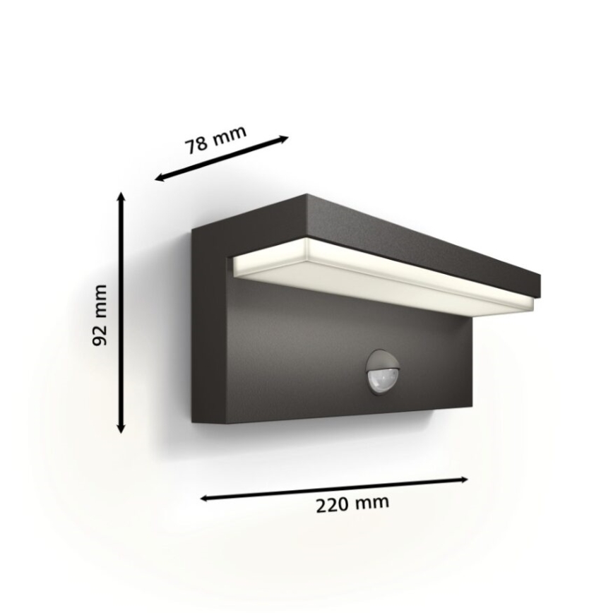 Philips - LED Wandlamp voor buiten met sensor BUSTAN LED/3,8W/230V 2700K IP44