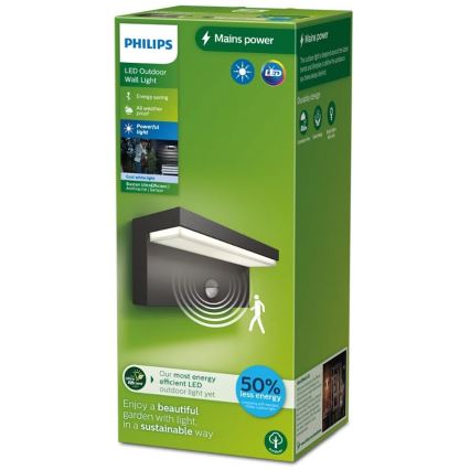 Philips - LED Wandlamp voor buiten met sensor BUSTAN LED/3,8W/230V 4000K IP44