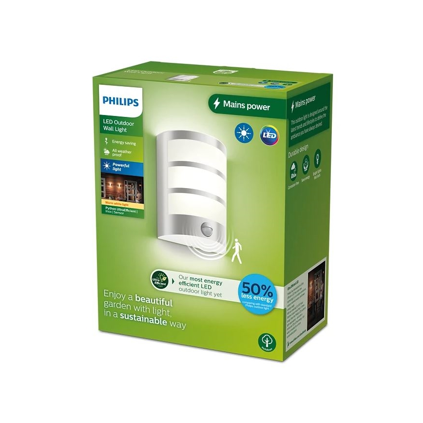 Philips - LED Wandlamp voor buiten met sensor PYTHON LED/3,8W/230V IP44