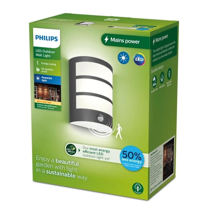 Philips - LED Wandlamp voor buiten met sensor PYTHON LED/3,8W/230V IP44