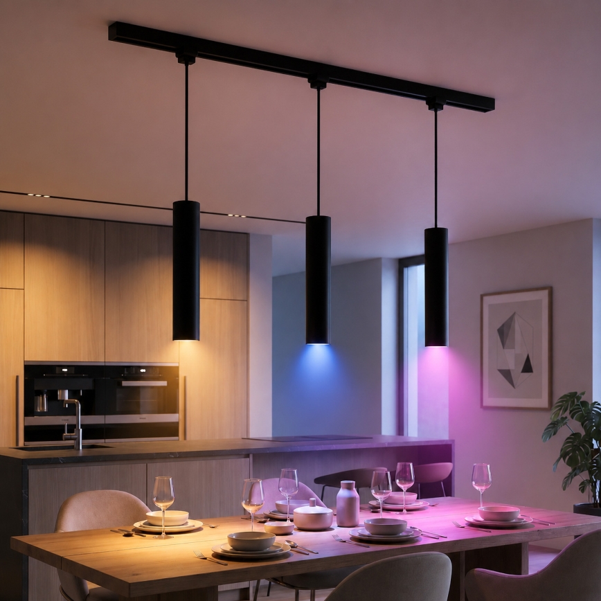 Philips - Suspension LED RGBW dimmable pour système de rails EASYLINK HUE 3x GU10/4,7W/230V 2200-6500K 1 m noir + Hue Bridge