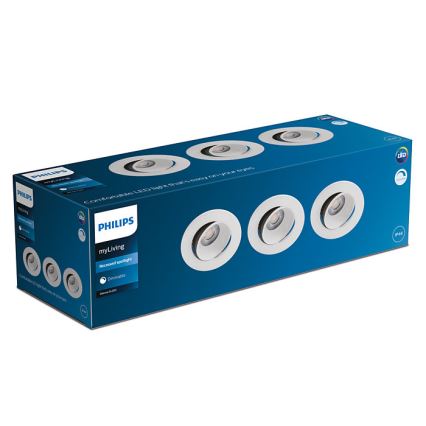 Philips - LOT 3x Éclairage encastrable de salle de bain à intensité variable ABROSA LED/9W/230V IP44