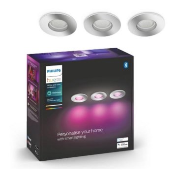 Philips - LOT 3x Luminaire de salle de bain LED RVB à intensité variable 1xGU10/5,7W/230V IP44 2000-6500K