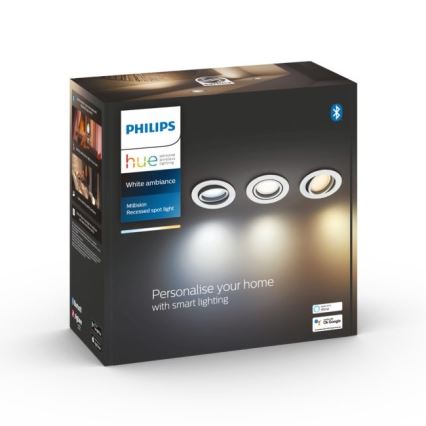 Philips - LOT 3x Luminaire encastré LED à intensité variable Hue MILLISKIN 1xGU10/5,7W/230V 2200-6500K