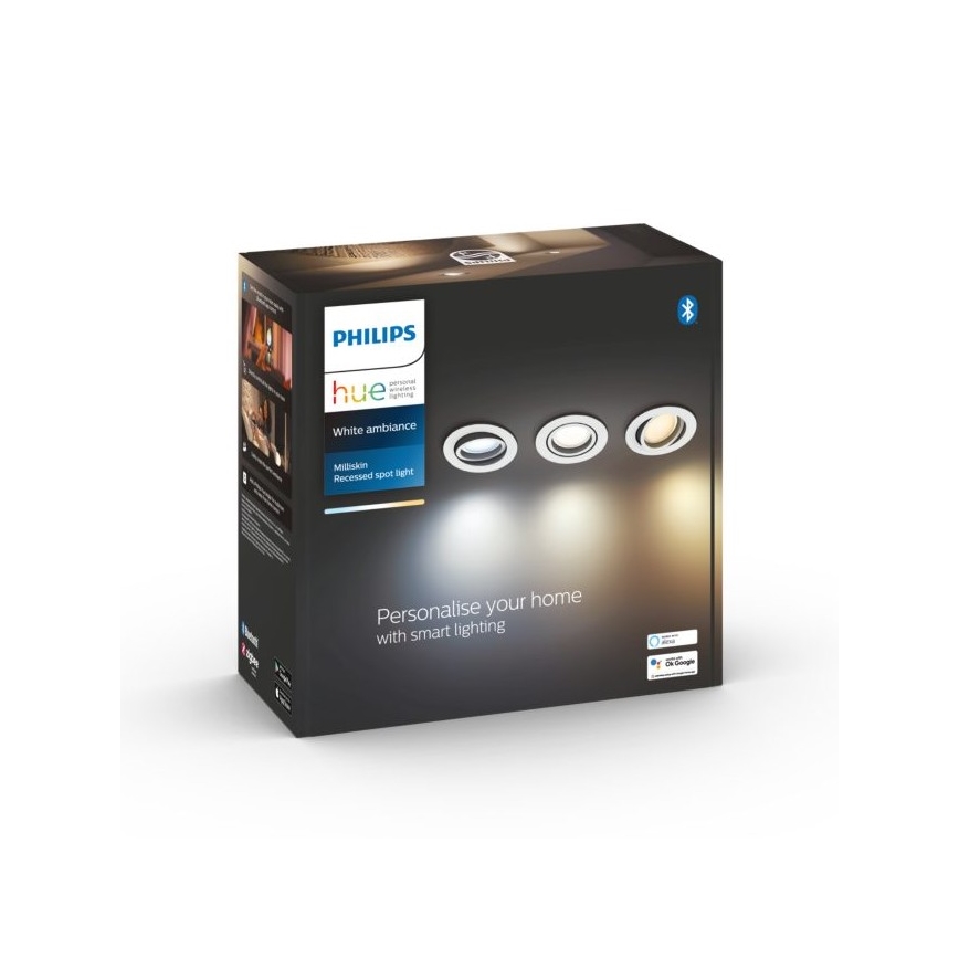 Philips - LOT 3x Luminaire encastré LED à intensité variable Hue MILLISKIN 1xGU10/5,7W/230V 2200-6500K
