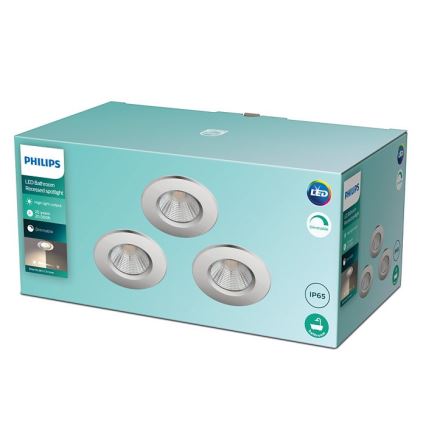 Philips - LOT 3x Spot à intensité variable salle de bain DIVE 1xLED/5,5W/230V IP65
