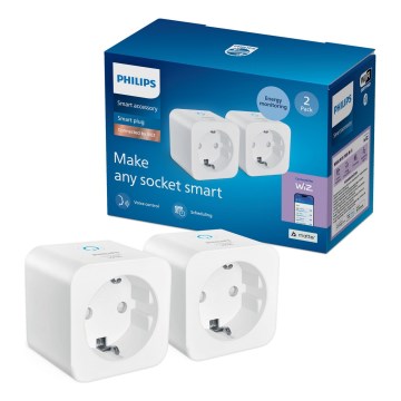 Philips - LOT DE 2 prises intelligentes SCHUKO 2300 W + wattmètre Wi‑Fi