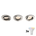 Philips - LOT de 3 spots encastrables LED RGBW dimmables 1xGU10/4,8W/230V chrome brillant + télécommande