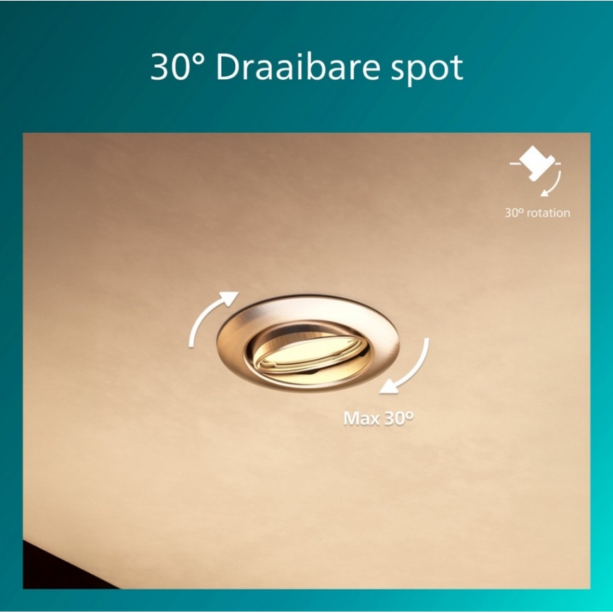 Philips - Lot de 3 spots encastrables PERIDOT 1xGU10/7W/230V, finition argentée