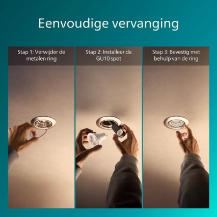 Philips - Lot de 3 spots encastrables PERIDOT 1xGU10/7W/230V, finition argentée