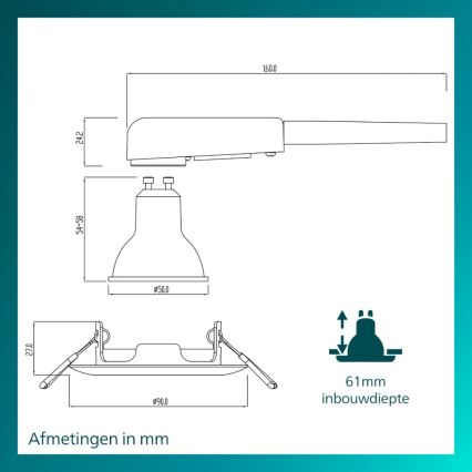 Philips - Lot de 3 spots encastrables PERIDOT 1xGU10/7W/230V, finition argentée