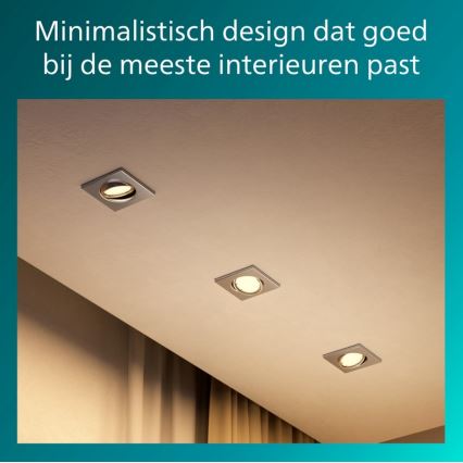 Philips - Lot de 3 spots encastrables PERIDOT 1xGU10/7W/230V, finition argentée