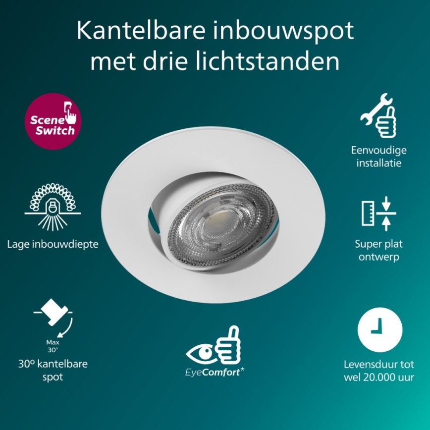 Philips - LOT DE 3 spots encastrables LED dimmables CILANTRO LED/5W/230V 2700K noir