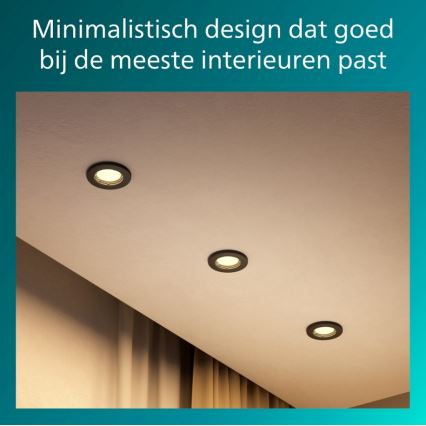 Philips - Lot de 5 spots encastrés PERIDOT 1x GU10/7W/230V, noir