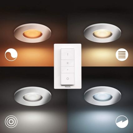 Philips - LOT x3 Spot à intensité variable LED salle de bain Hue ADORE 1xGU10/5W/230V IP44 + télécommande