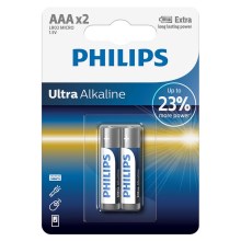 Philips LR03E2B/10 - 2 st. Alkaline batterij AAA ULTRA ALKALINE 1,5V 1250mAh