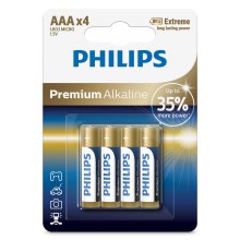 Philips LR03M4B/10 - 4 pc Pile alcaline AAA PREMIUM ALKALINE 1,5V 1320mAh