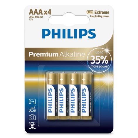 Philips LR03M4B/10 - 4 st. Alkaline batterij AAA PREMIUM ALKALINE 1,5V 1320mAh