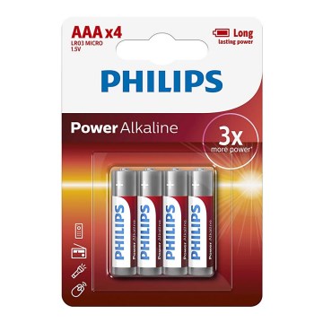 Philips LR03P4B/10 - 4 pc Pile alcaline AAA POWER ALKALINE 1,5V 1150mAh