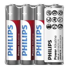 Philips LR03P4F/10 - 4 st. Alkaline batterij AAA POWER ALKALINE 1,5V 1150mAh