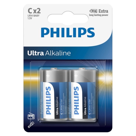 Philips LR14E2B/10 - 2 st. Alkaline batterij C ULTRA ALKALINE 1,5V 7500mAh